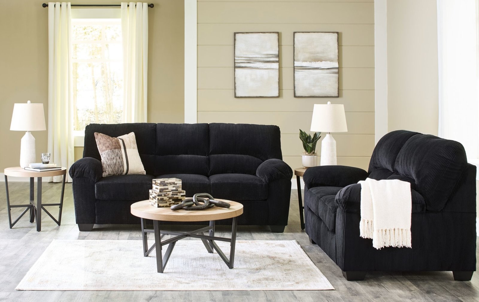 SimpleJoy Onyx Sofa and Loveseat.