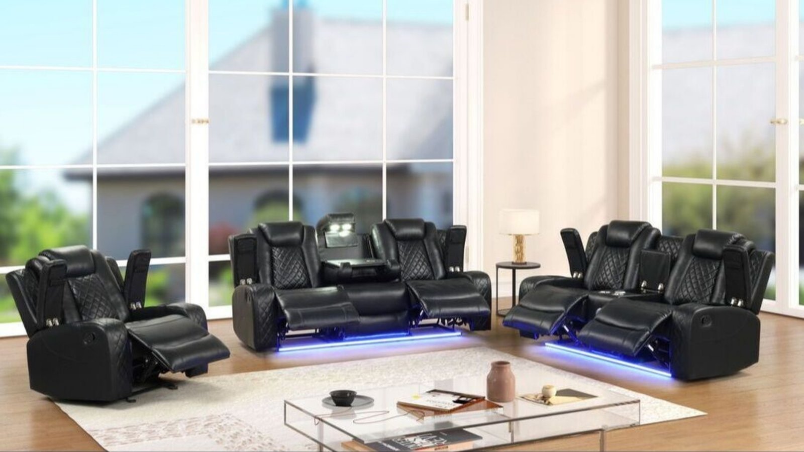 Luz Black 3PC Reclining Living Room Set