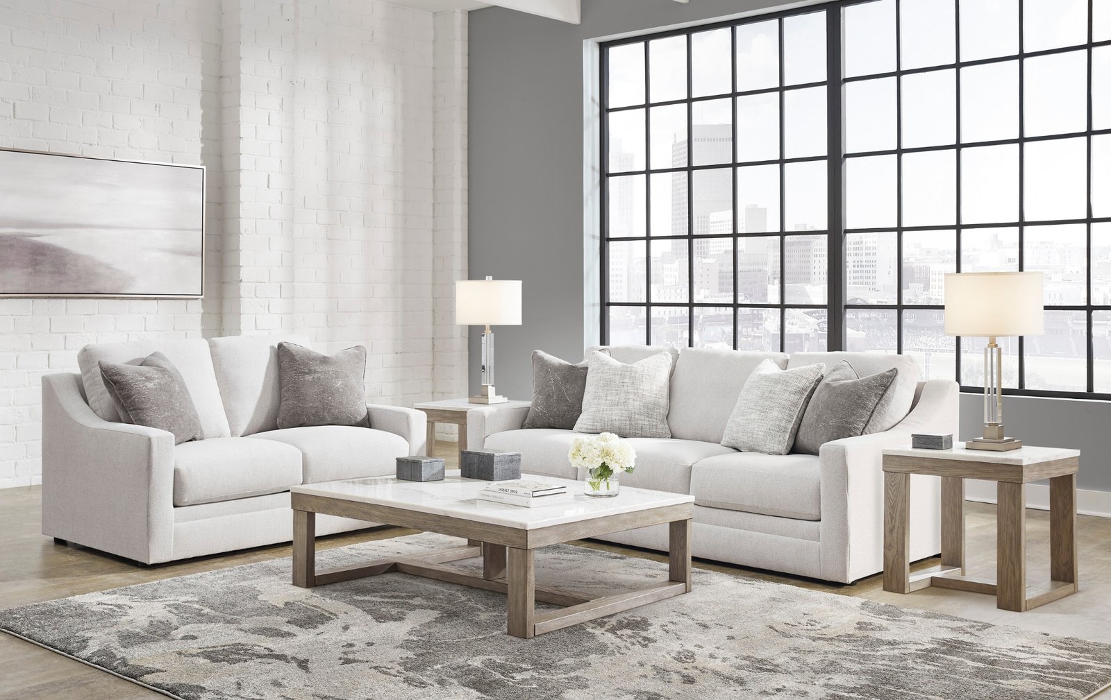 Maitelynn Chalk Sofa and Loveseat.