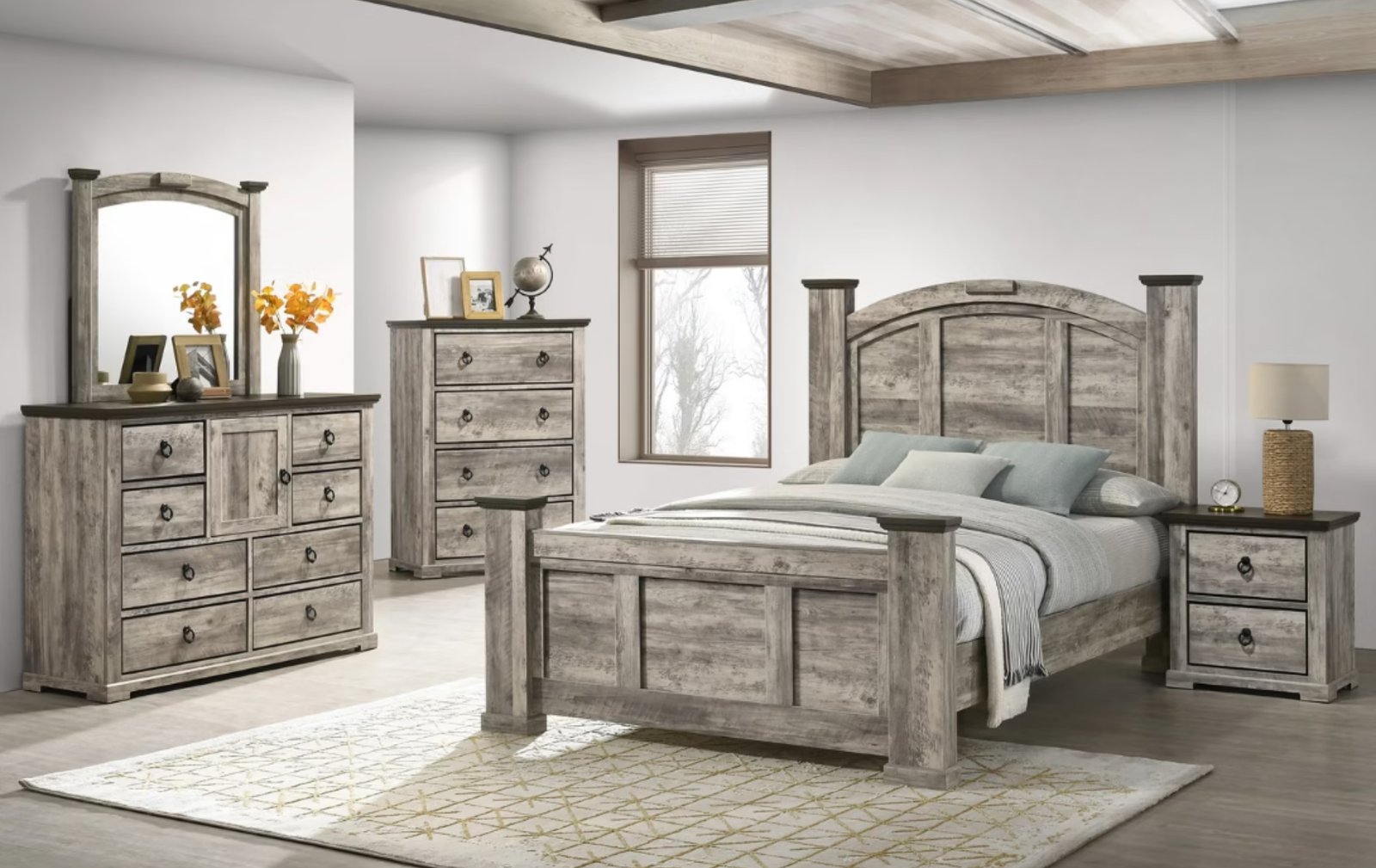 Ella-Mae Beige/Brown Poster Queen Bedroom Set