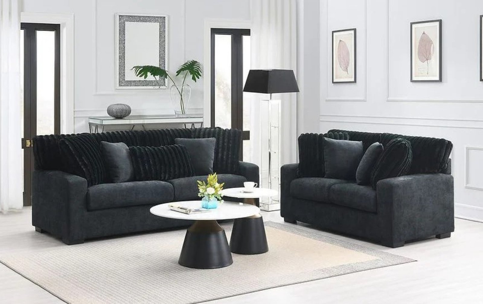 Tarra Black Sofa and Loveseat.