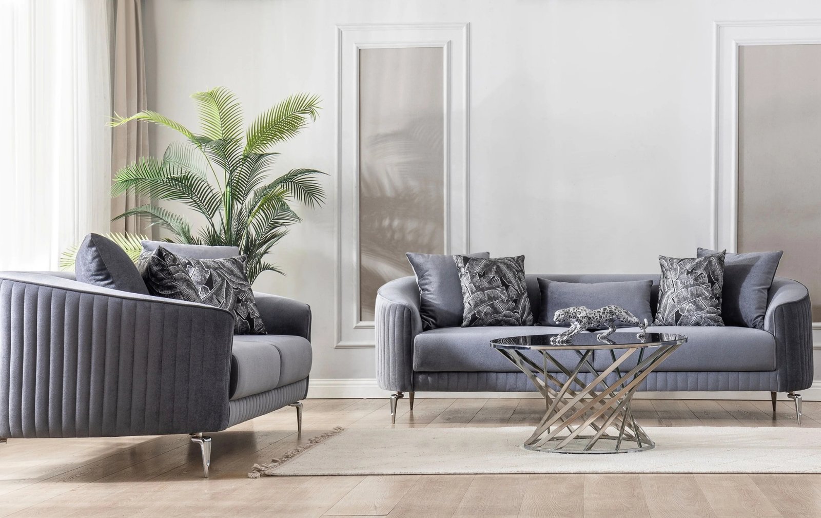 Angela Gray Velvet Sofa & Loveseat