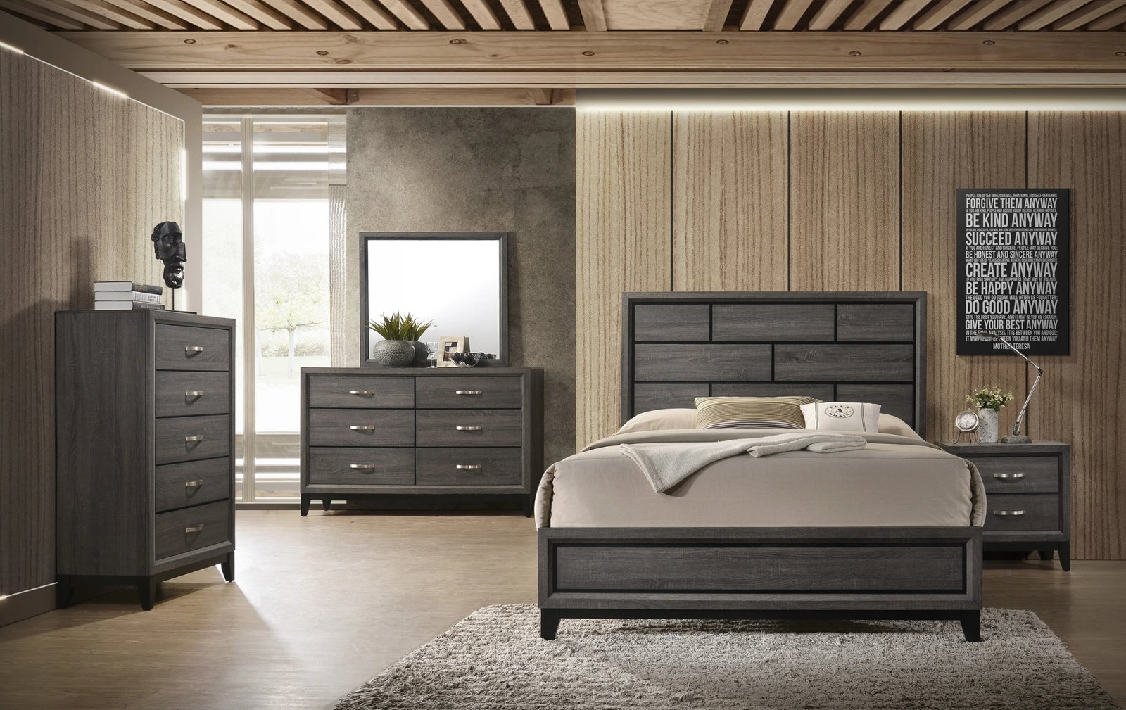 Akerson Gray Panel Queen Bedroom Set