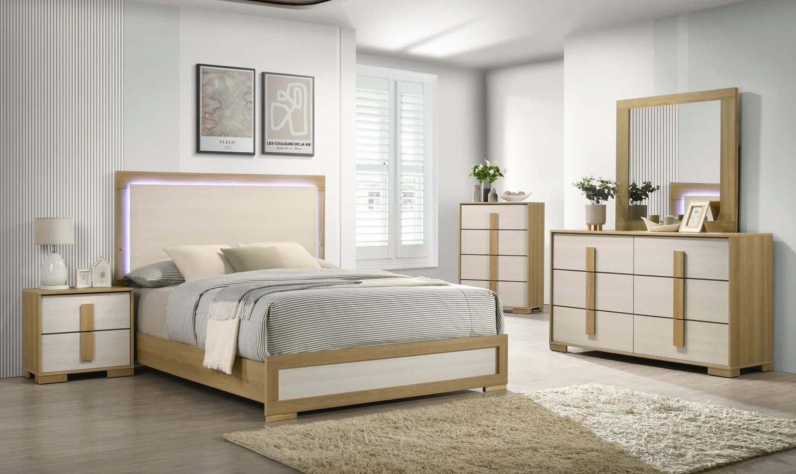 Maya Natural LED Queen Bedroom Set