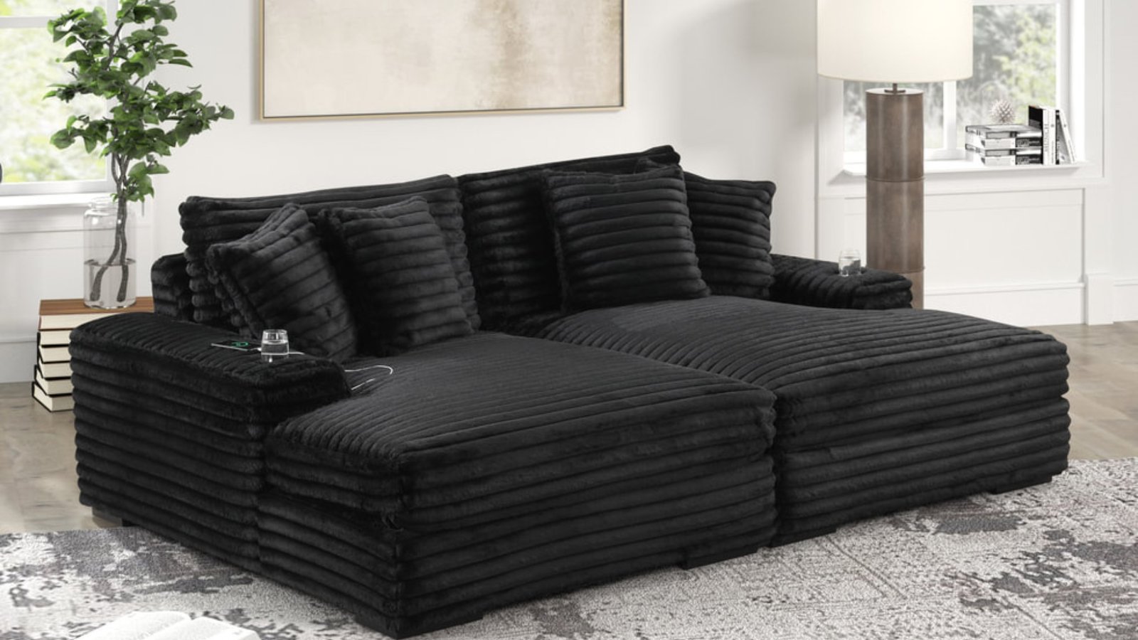 Black Oversized Chaise Lounge