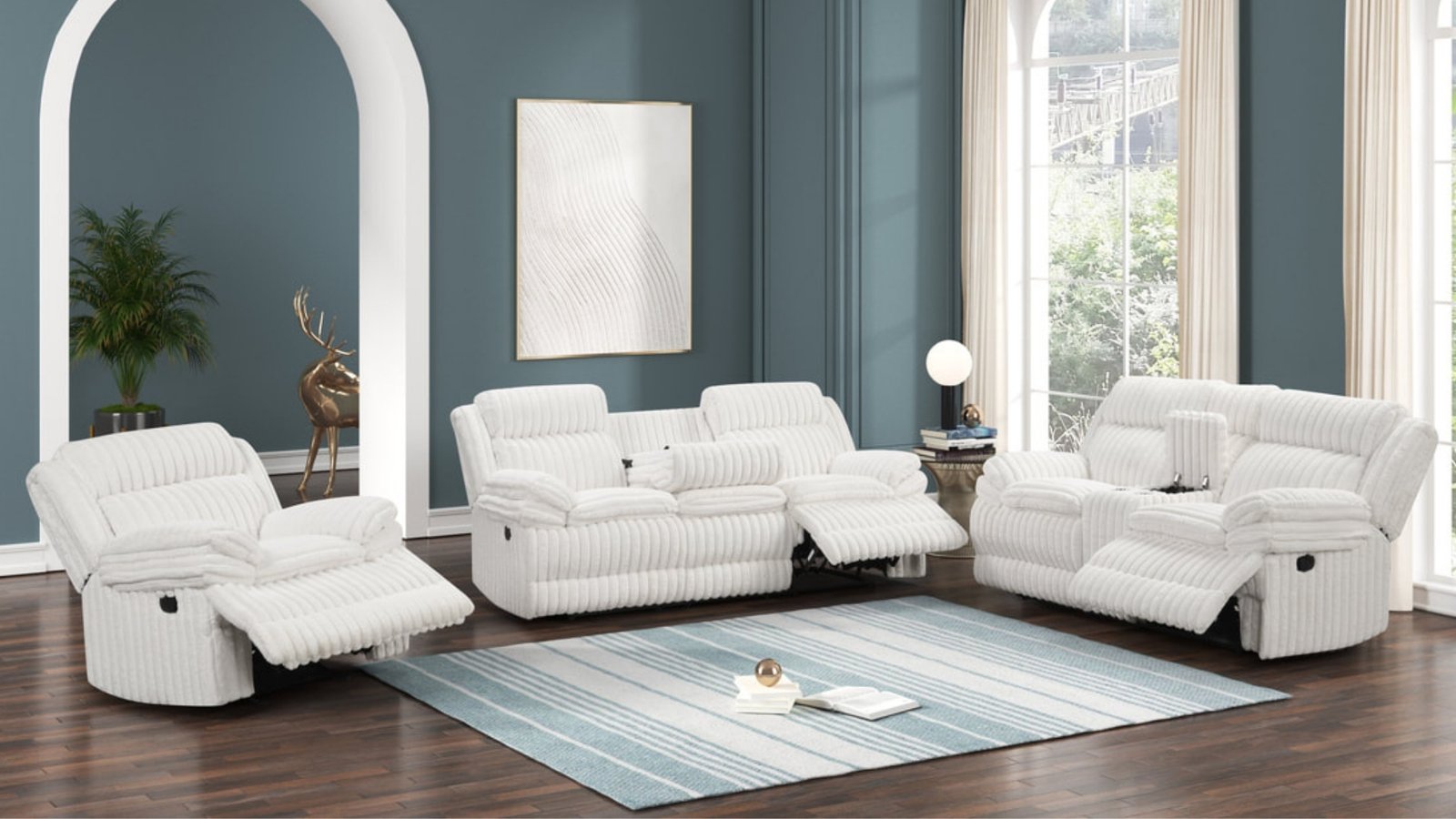 Heaven White 3PC Reclining Living Room Set