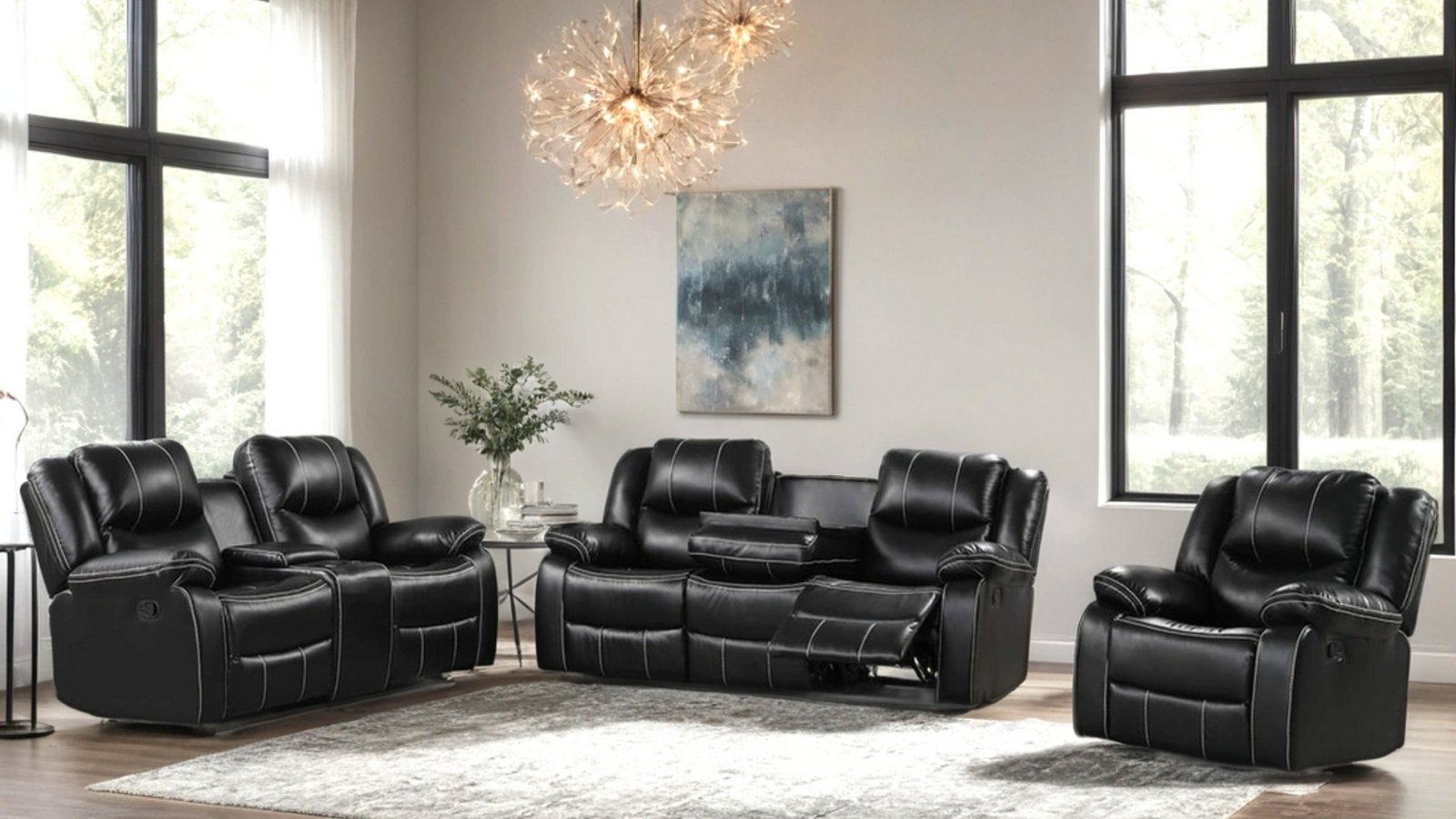 Carter Black 3PC Reclining Living Room Set