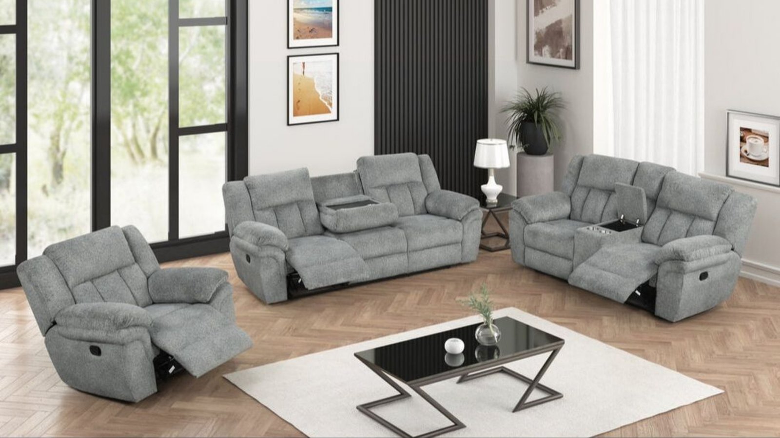 Dallas Gray 3PC Reclining Living Room Set