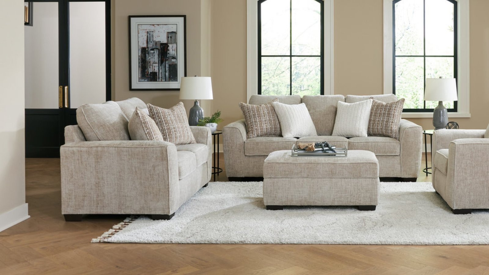 Taupe Sofa & Loveseat