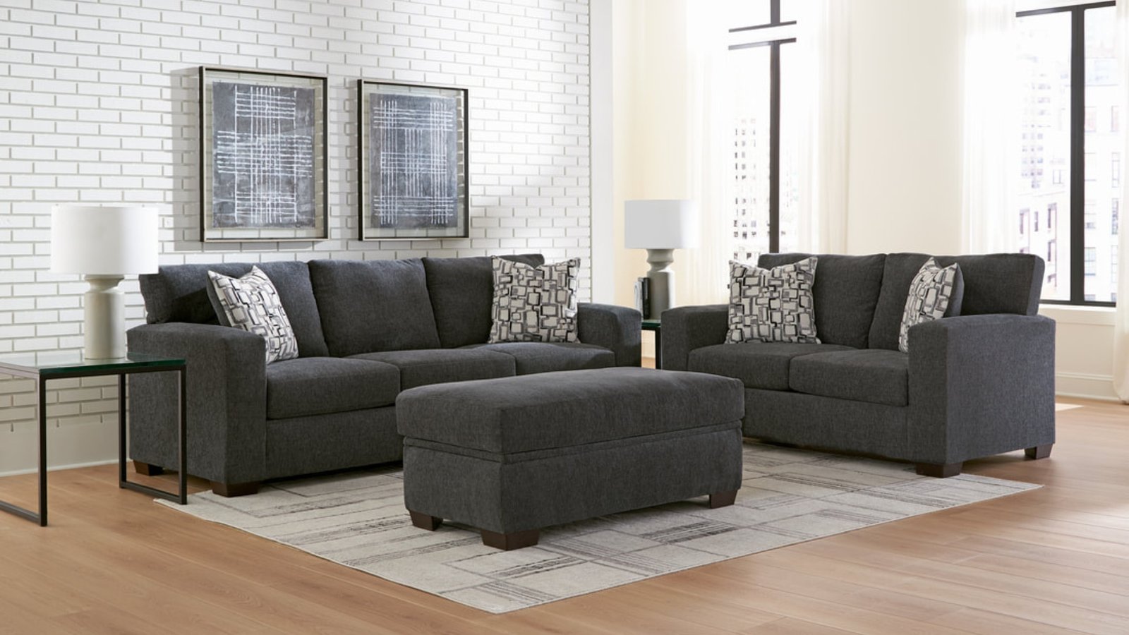 Charcoal Sofa And Loveseat Set