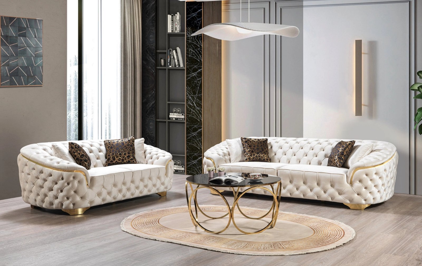 Lupino Ivory Velvet Sofa  & Loveseat
