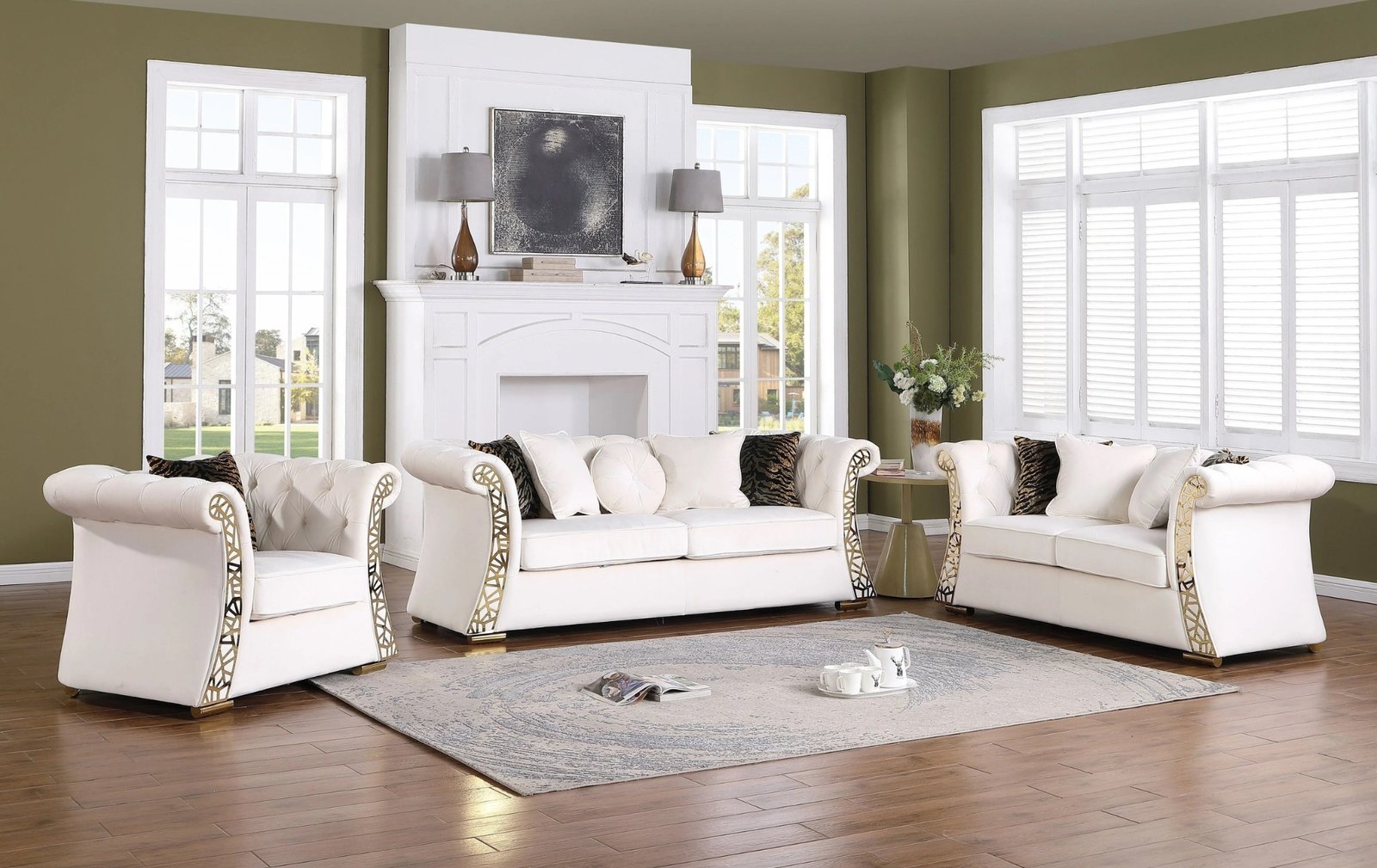 Curamo Cream Sofa and Loveseat.