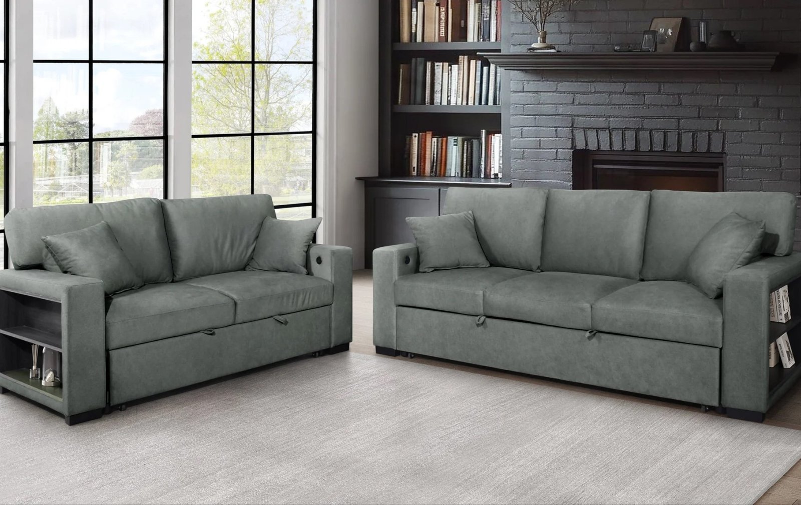 Bexley Grey Sofa and Loveseat