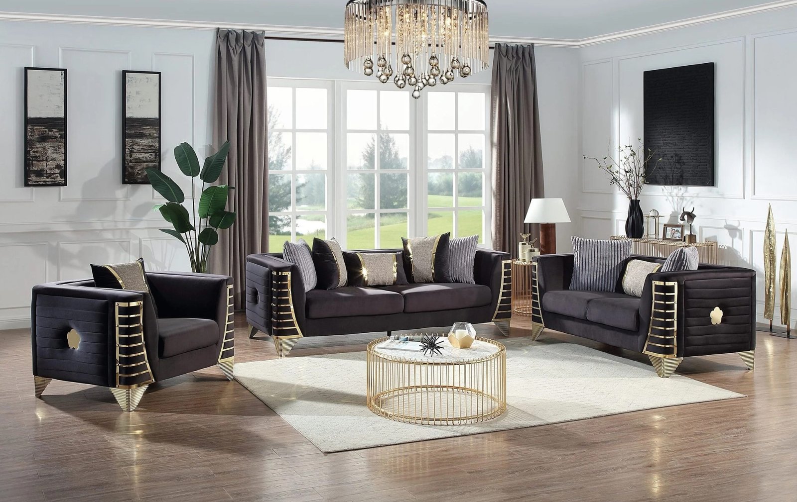 Donovan Black Sofa & loveseat