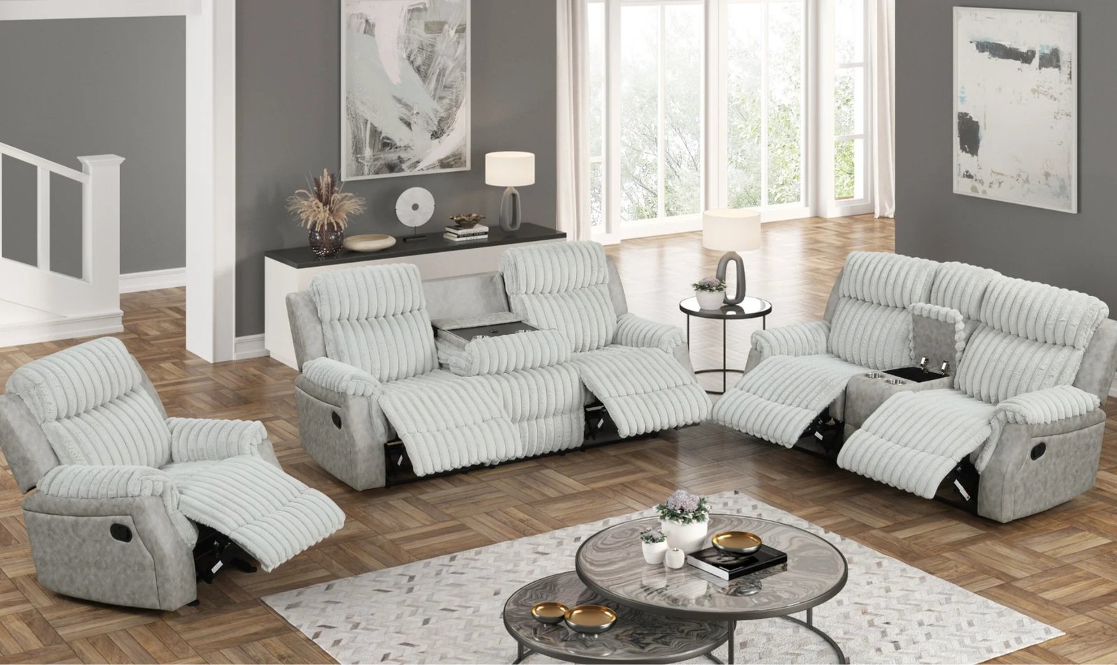 Willow Grey Reclining Living Room Set