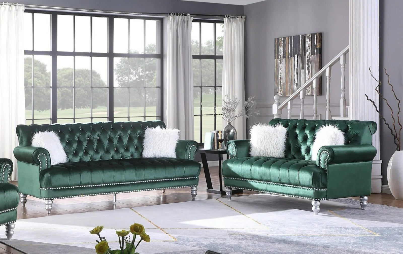 Royal Green Sofa & loveseat