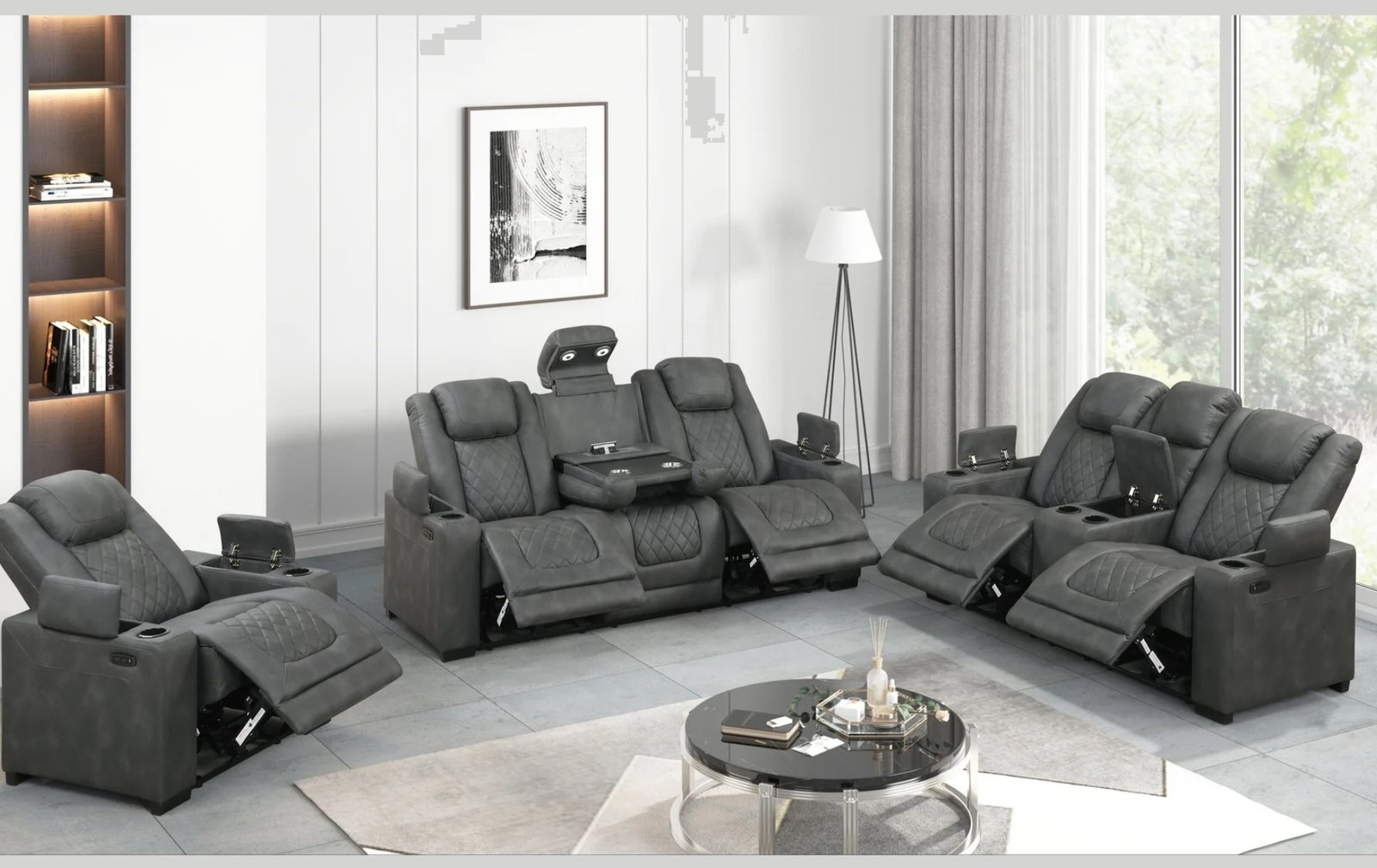 Rima Dark Grey 3PC Reclining Living Room Set