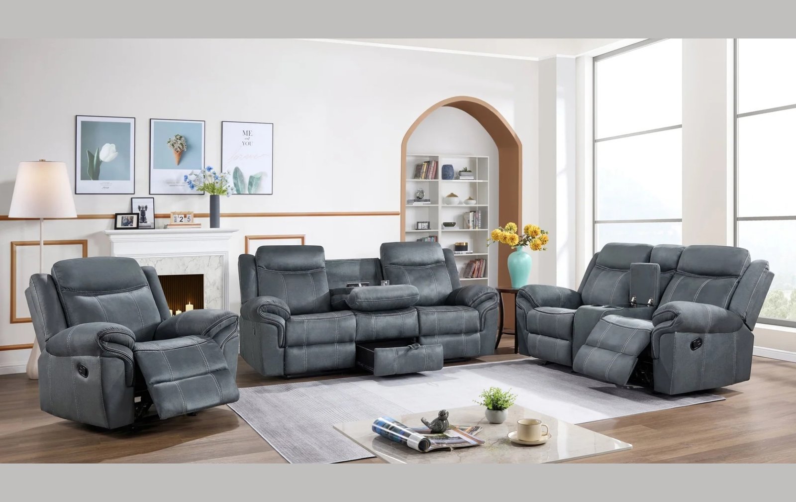 Rio Grande Grey 3PC Reclining Living Room Set