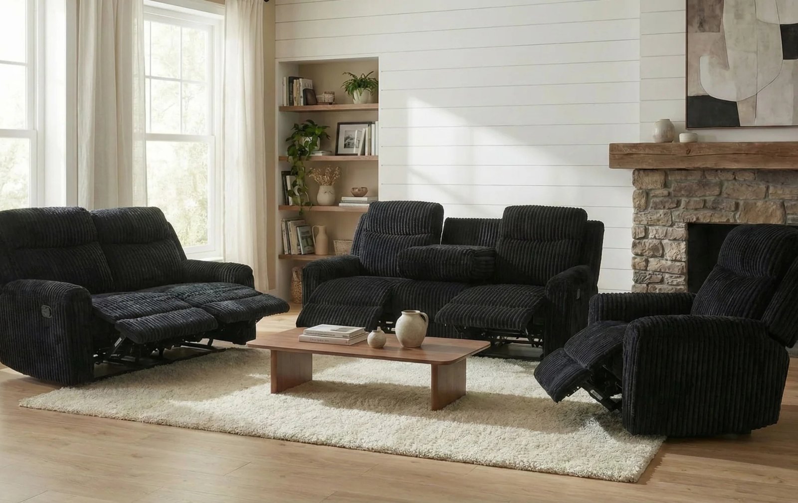 Grace Black 3PC Reclining Living Room Set