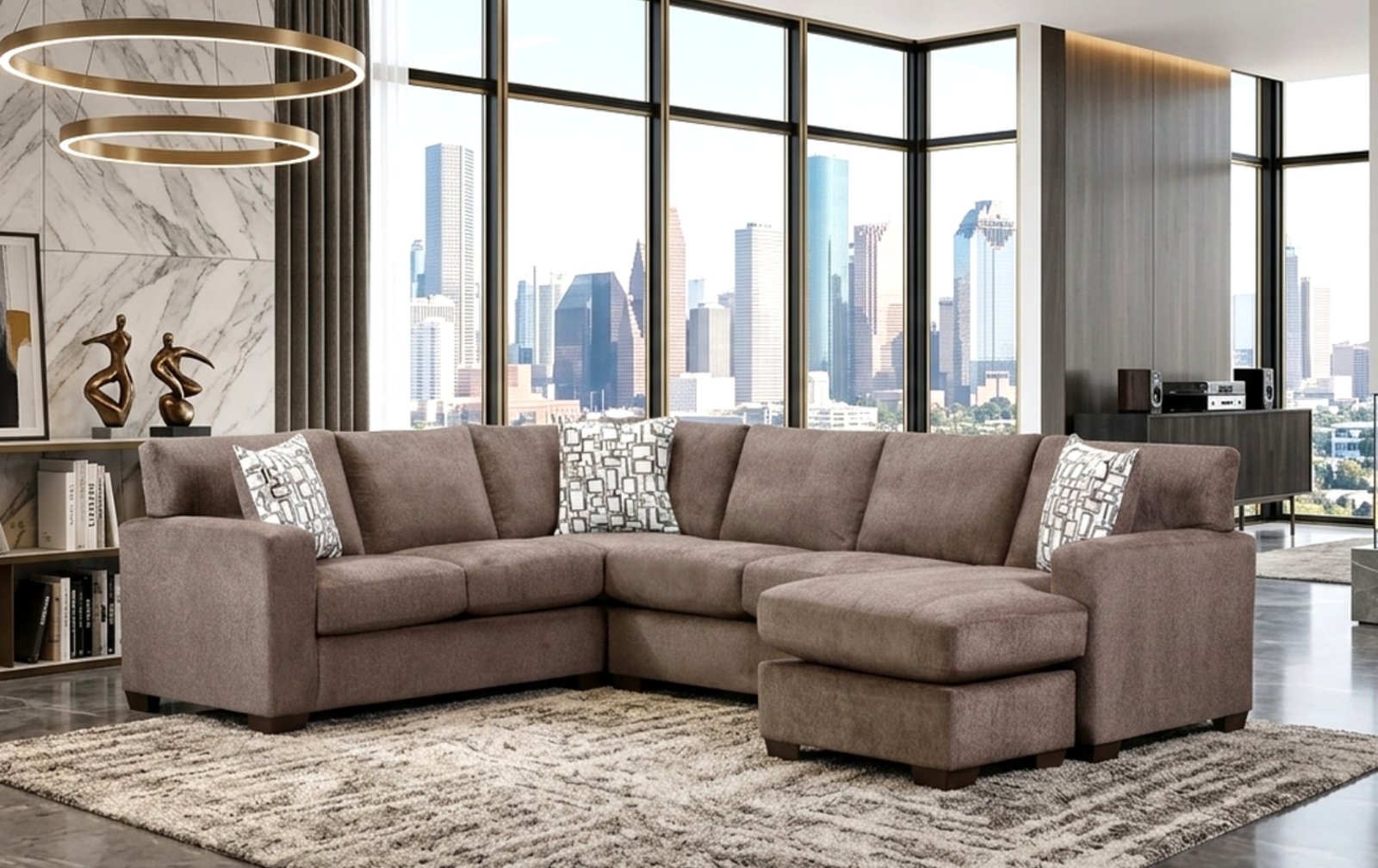 Brown Textured 2pc Sectional