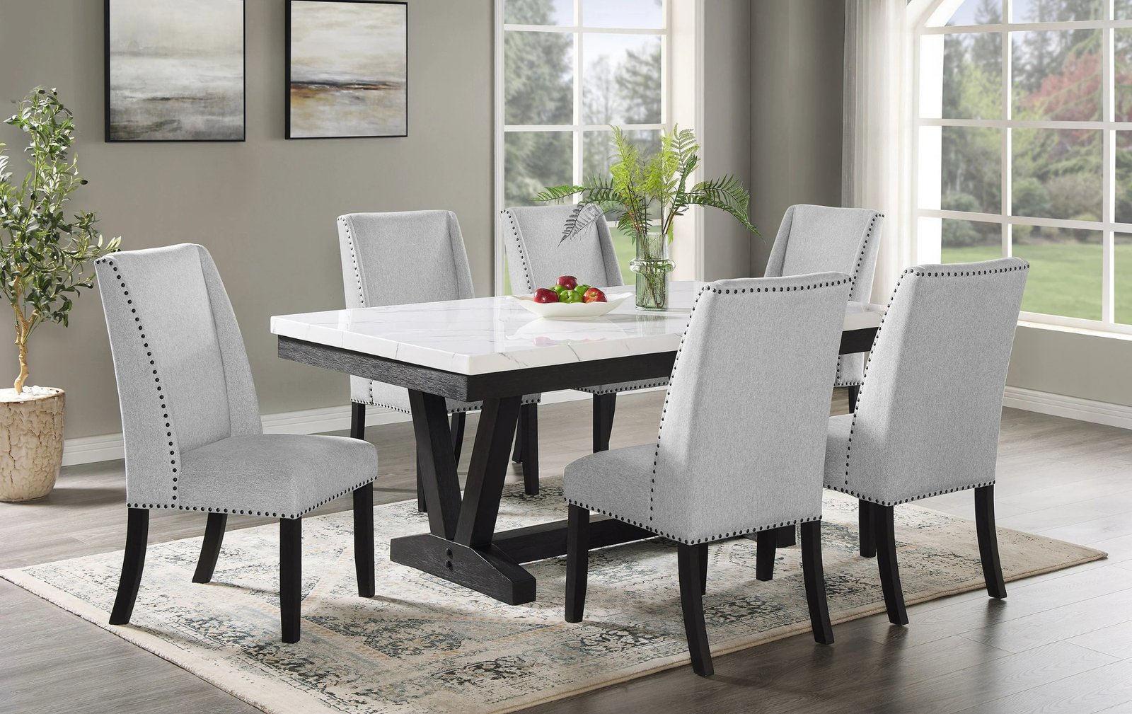 Varley Faux Marble 7-Piece Dining Set