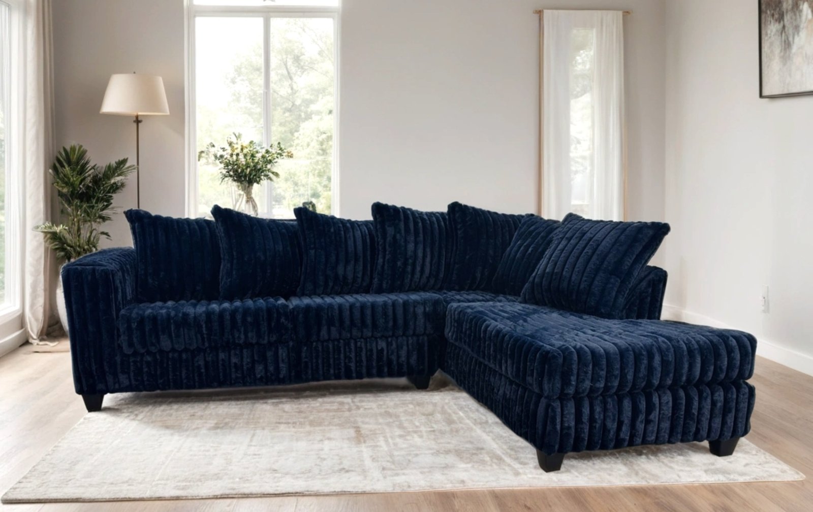 Navy Sectional W/ Chaise