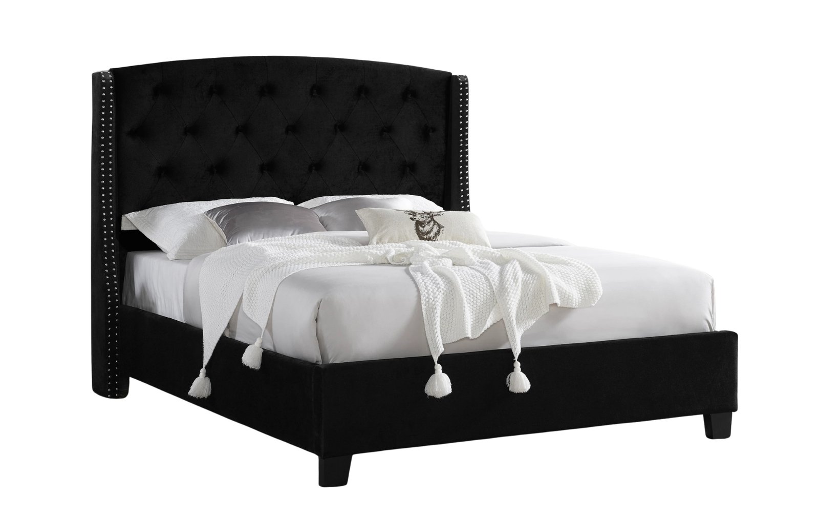 Eva King Wingback Upholstered Bed