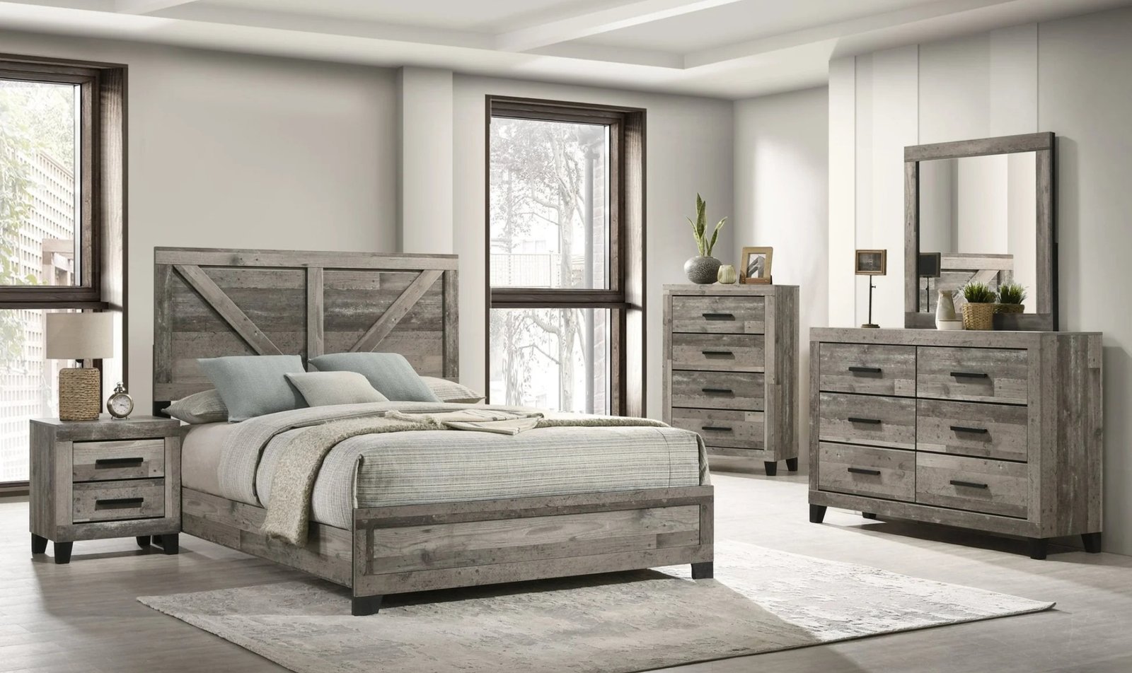 Balo Rustic Farmhouse Queen Bedroom Set
