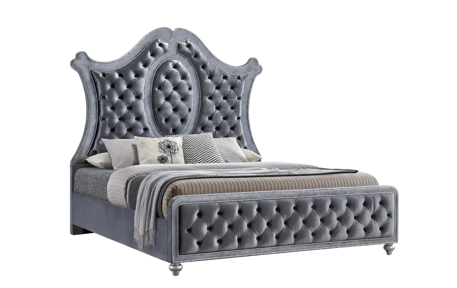 Cameo Queen Tufted Crown Bed
