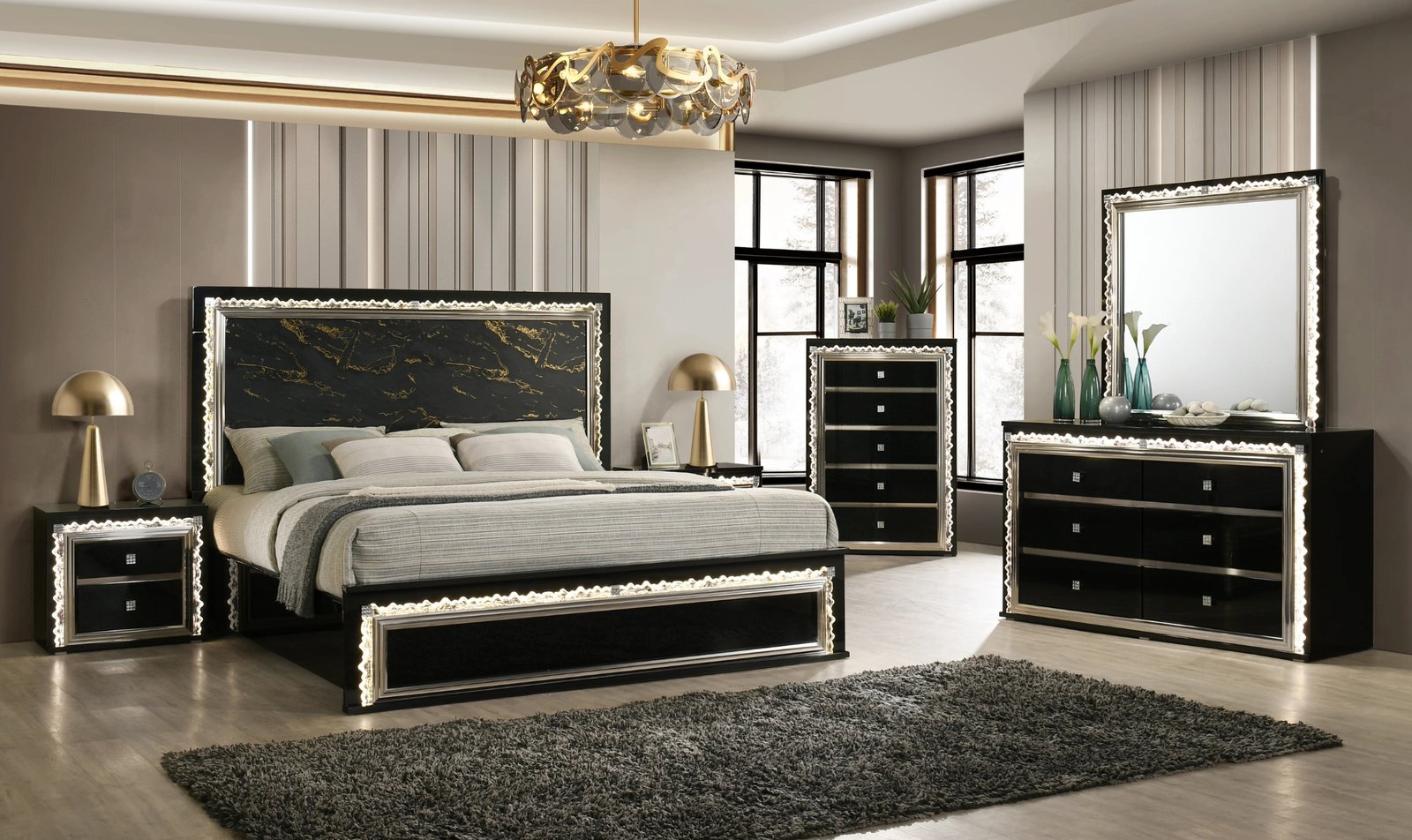 Marco Modern LED Queen Bedroom Set