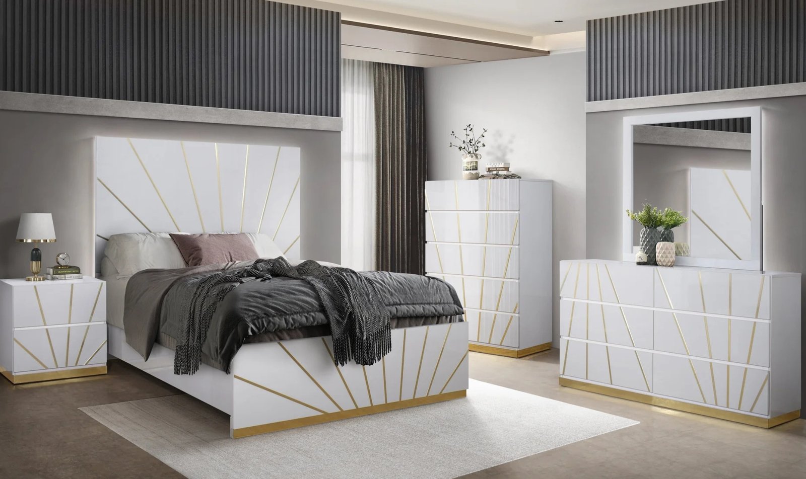 Martina Modern Glam Queen Bedroom Set