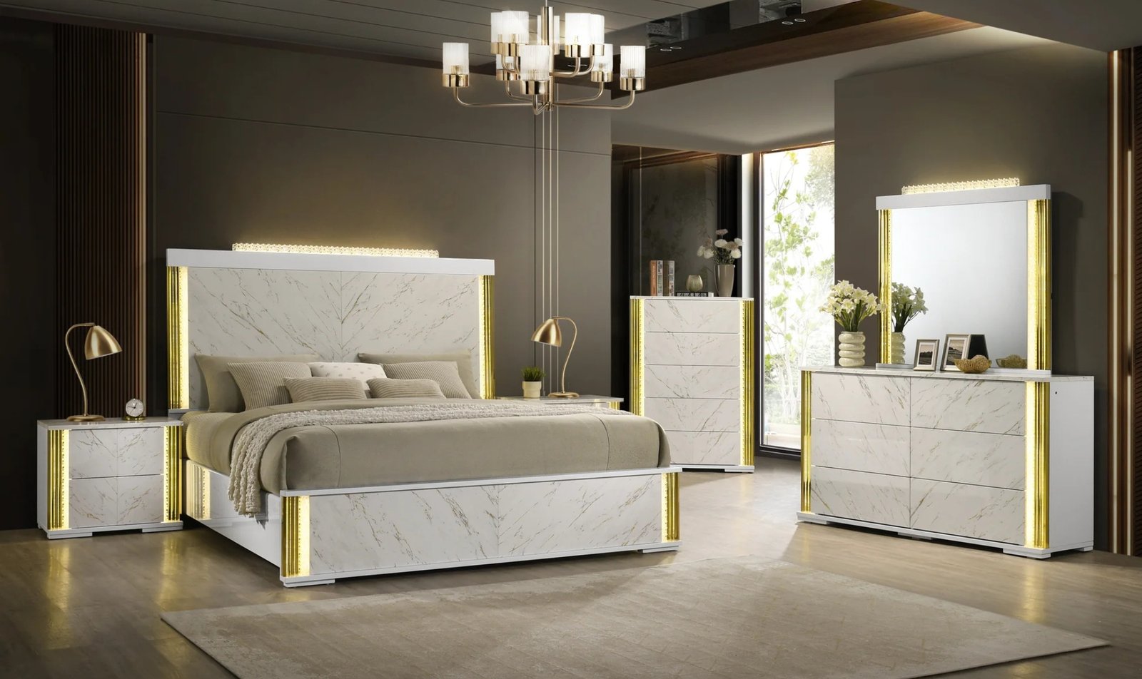 MikaLuxury Marble Queen Bedroom Set
