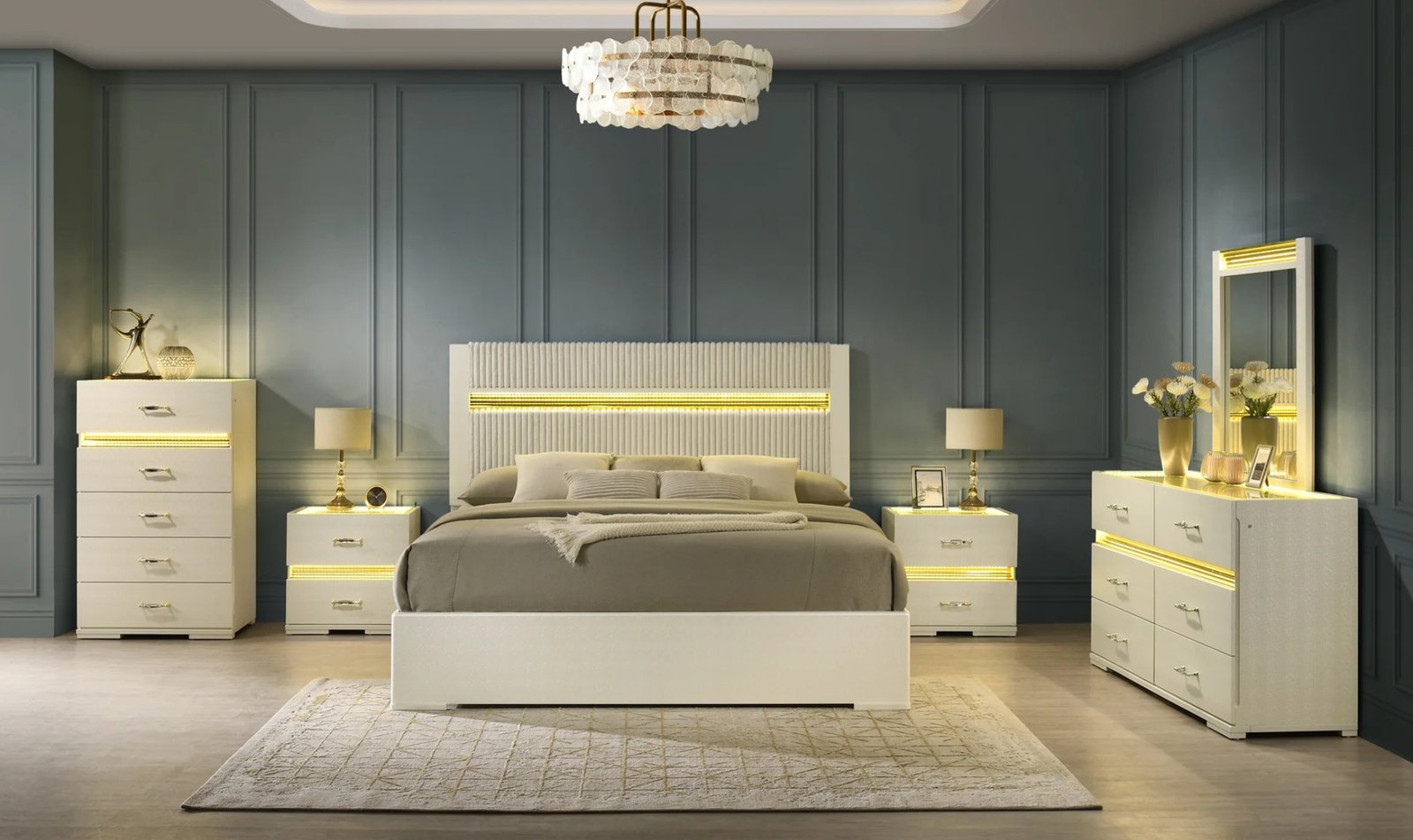 Brillia Modern LED Queen Bedroom Set