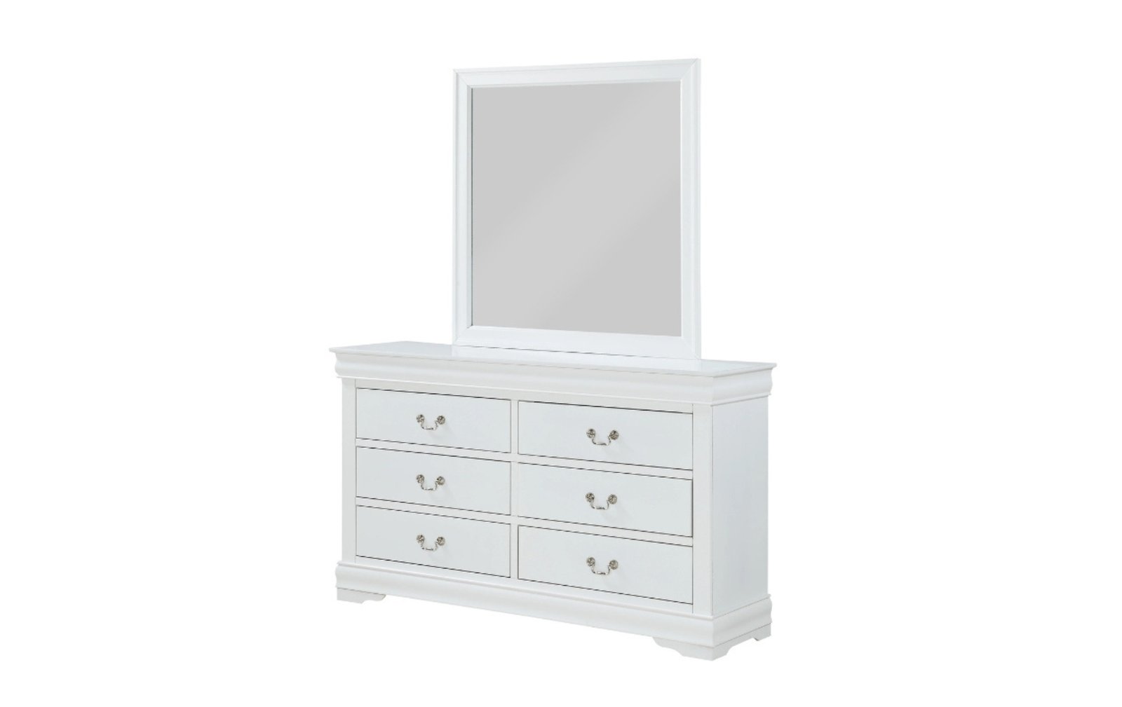 Louis White Dresser & Mirror