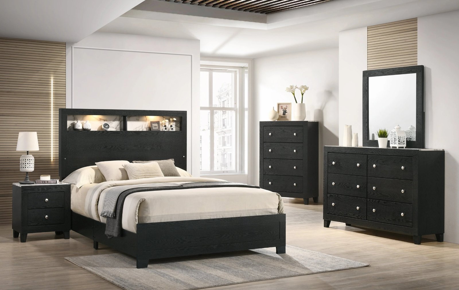 Cadence Black Storage Panel Queen Bedroom Set