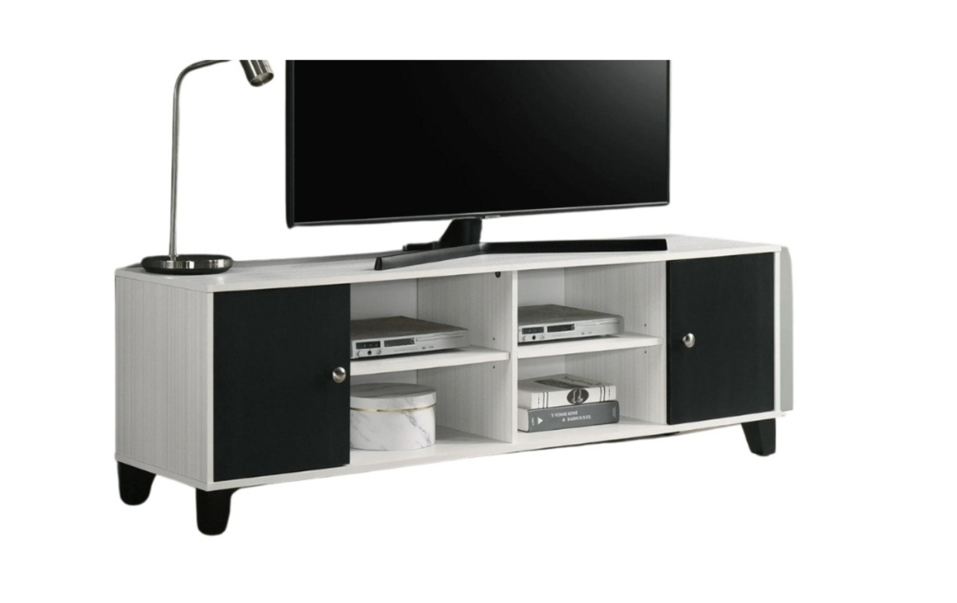 Akerson White & Black TV Stand