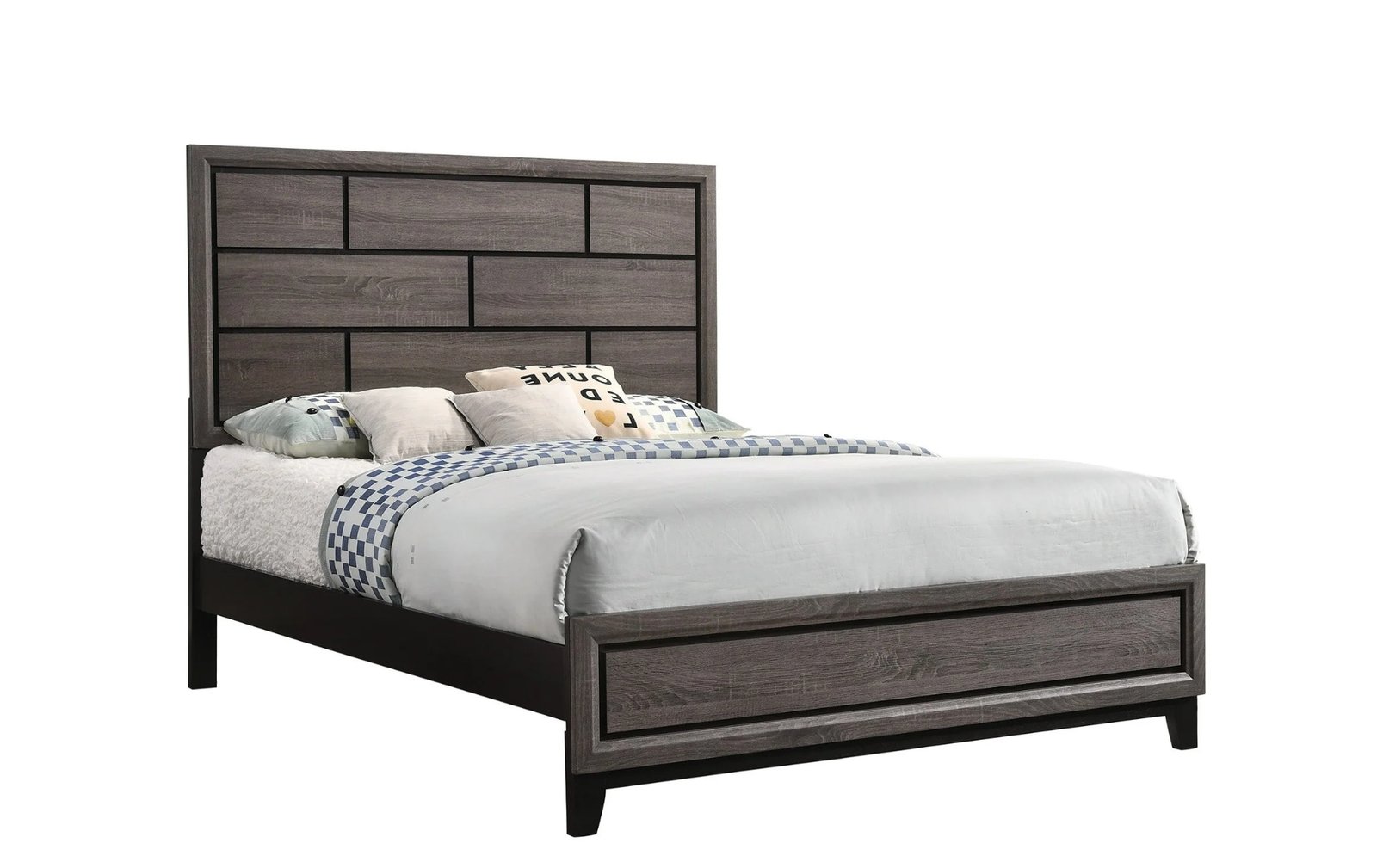 Akerson Grey Queen Wood Panel Bed