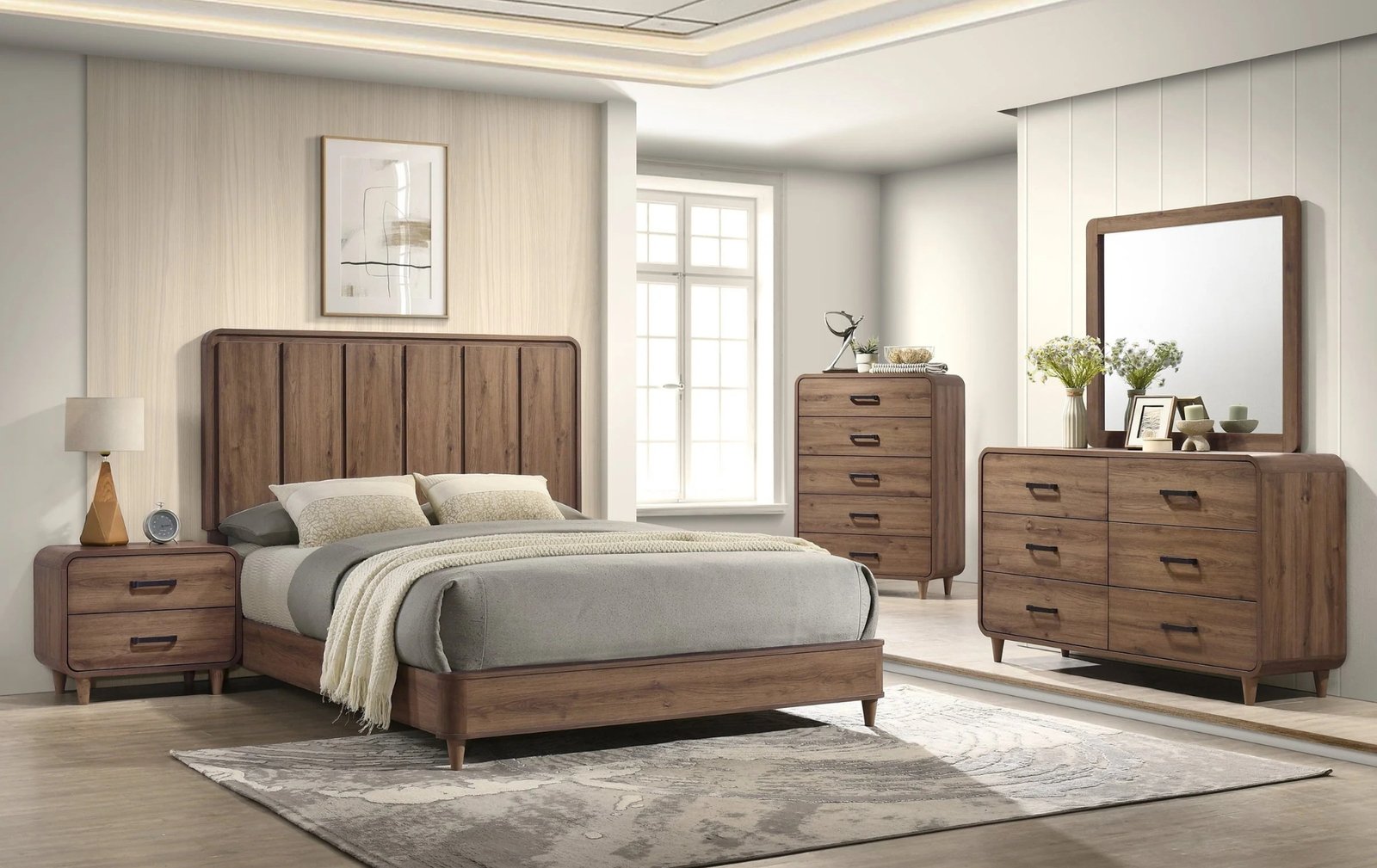 Nyomi Walnut Contemporary King Bedroom Set