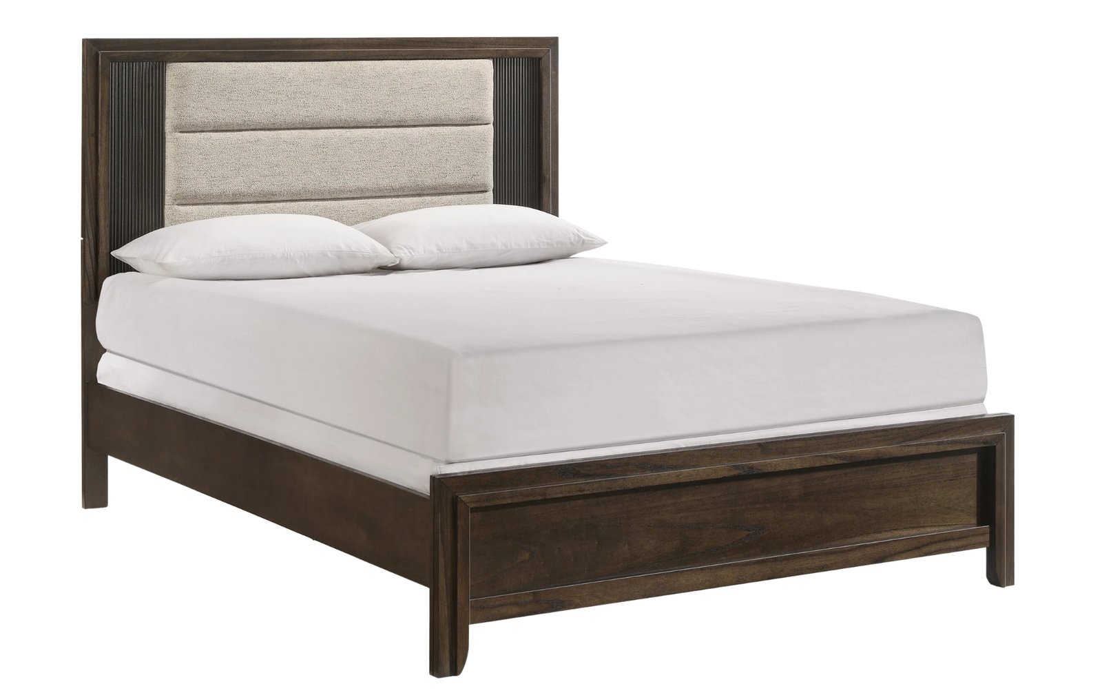 Carlton Queen Wood Bed with Upholstered Headboard