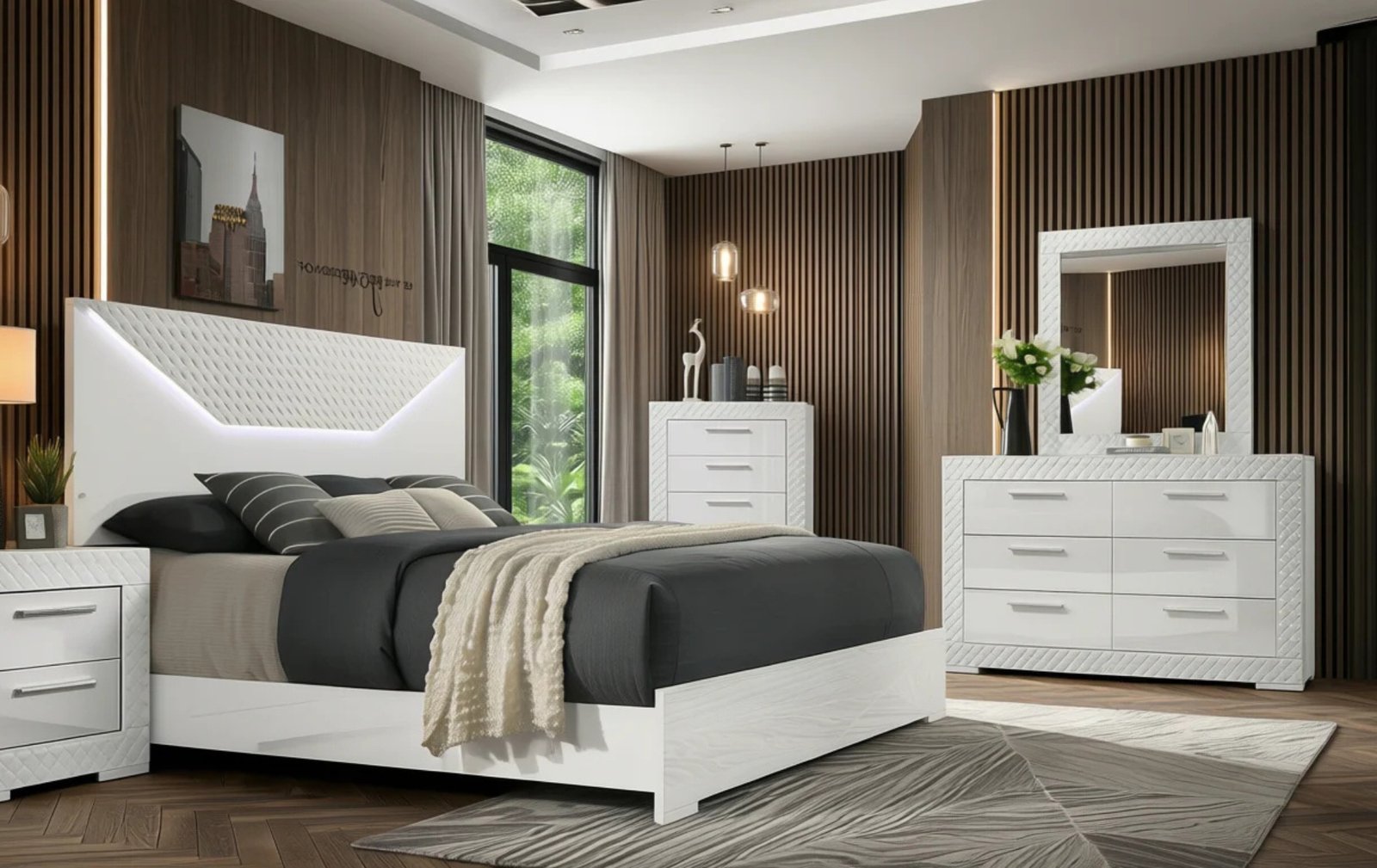 Ivette Modern LED Queen Bedroom Set