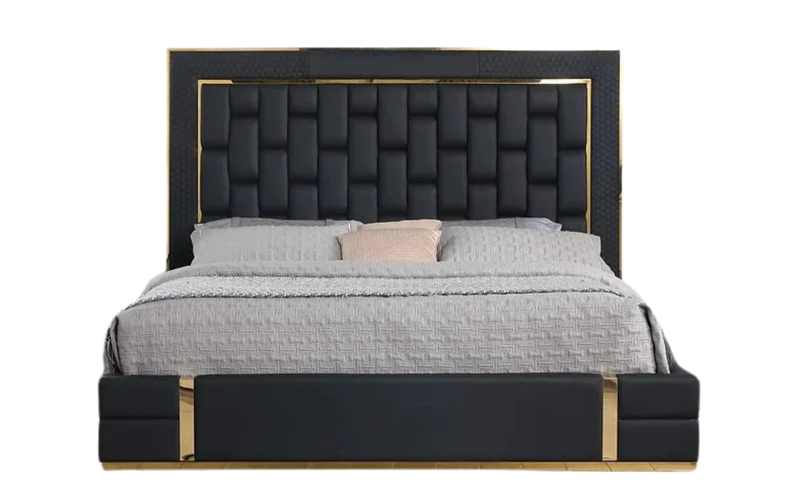 Marbella Black & Gold Storage Queen Platform Bed