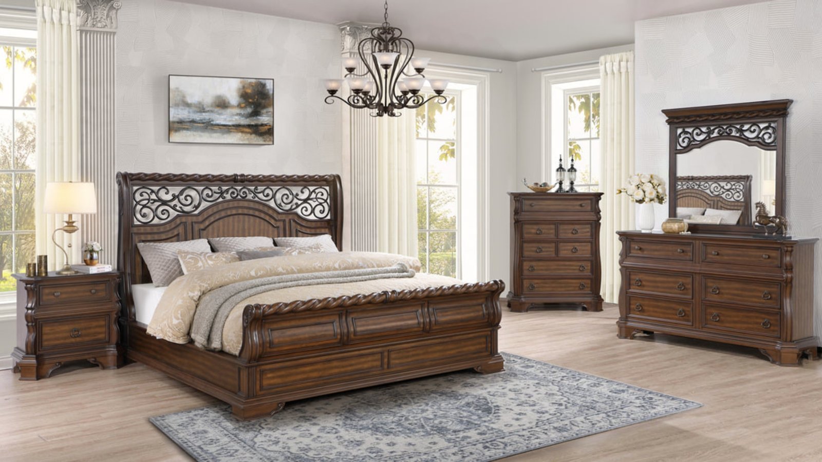 Ornate Metal Queen Bedroom Set
