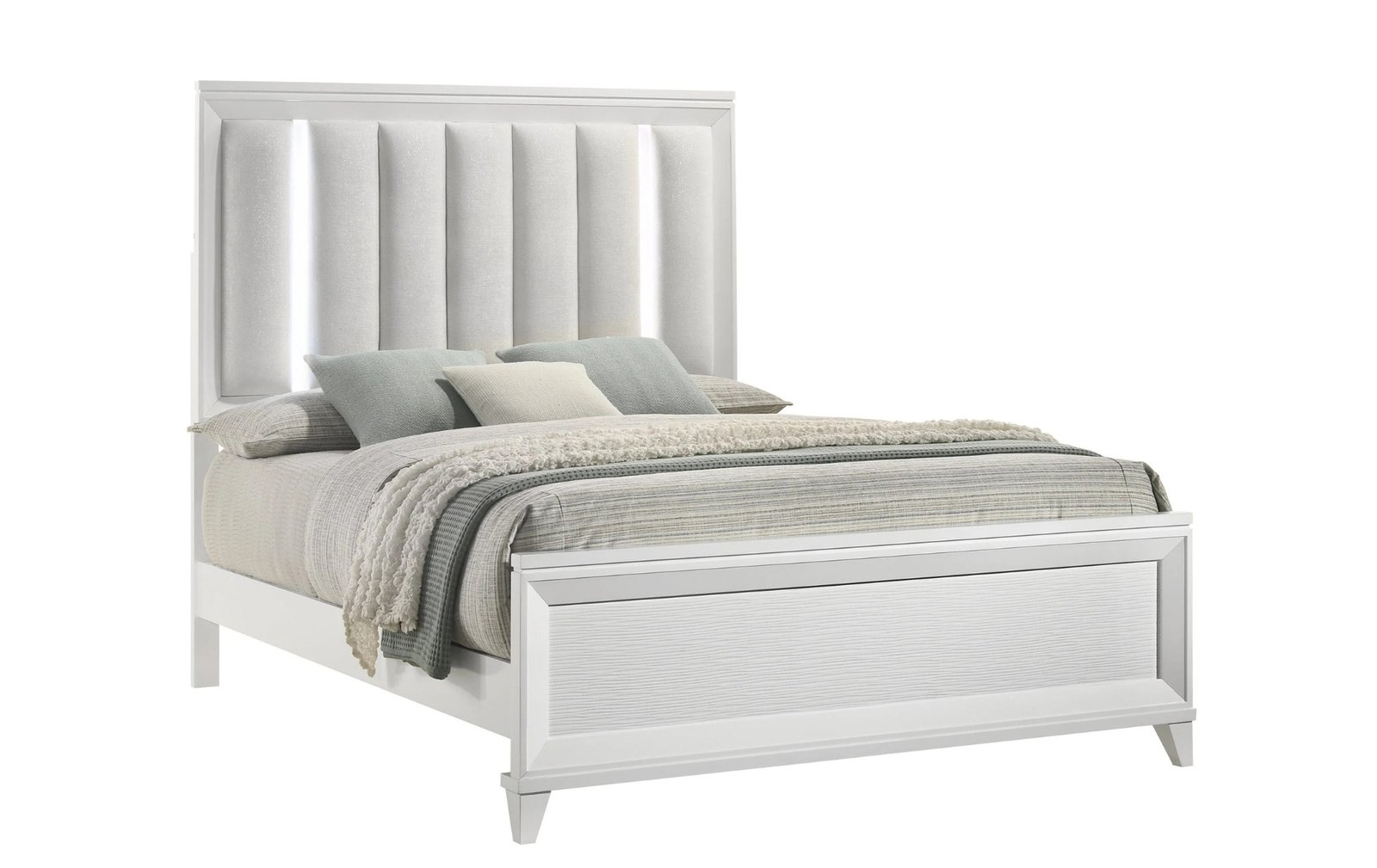 Carlton King LED Upholstered Panel Bed