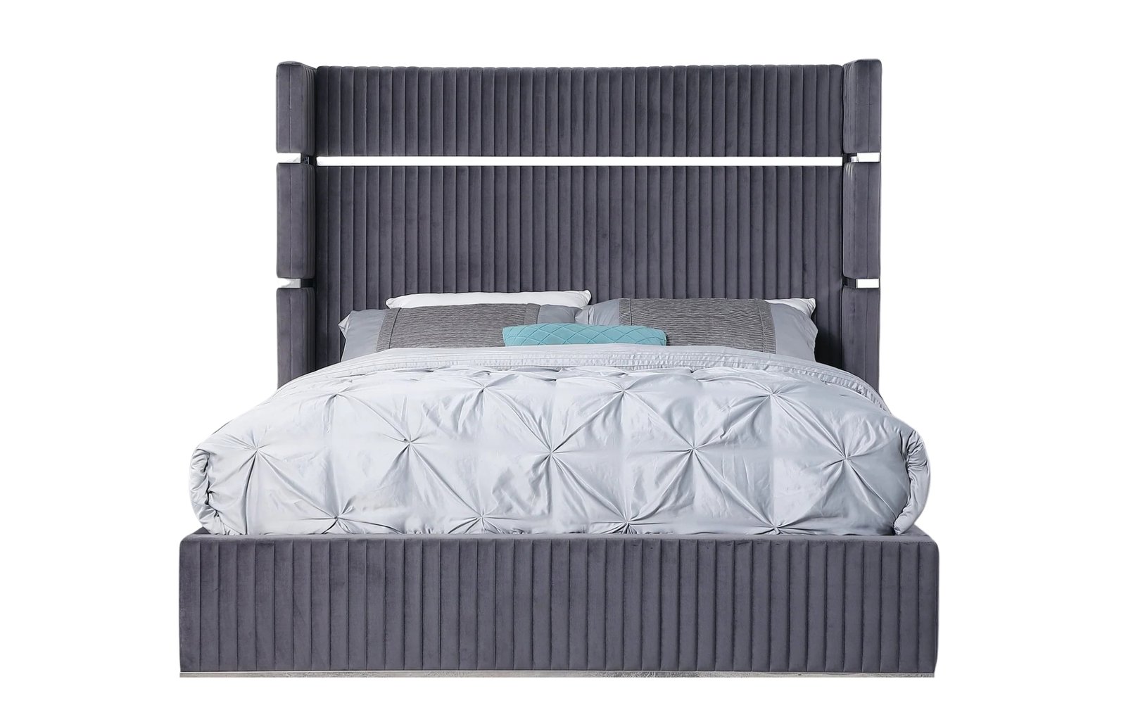 Aspen Gray Channel Upholstered King Platform Bed