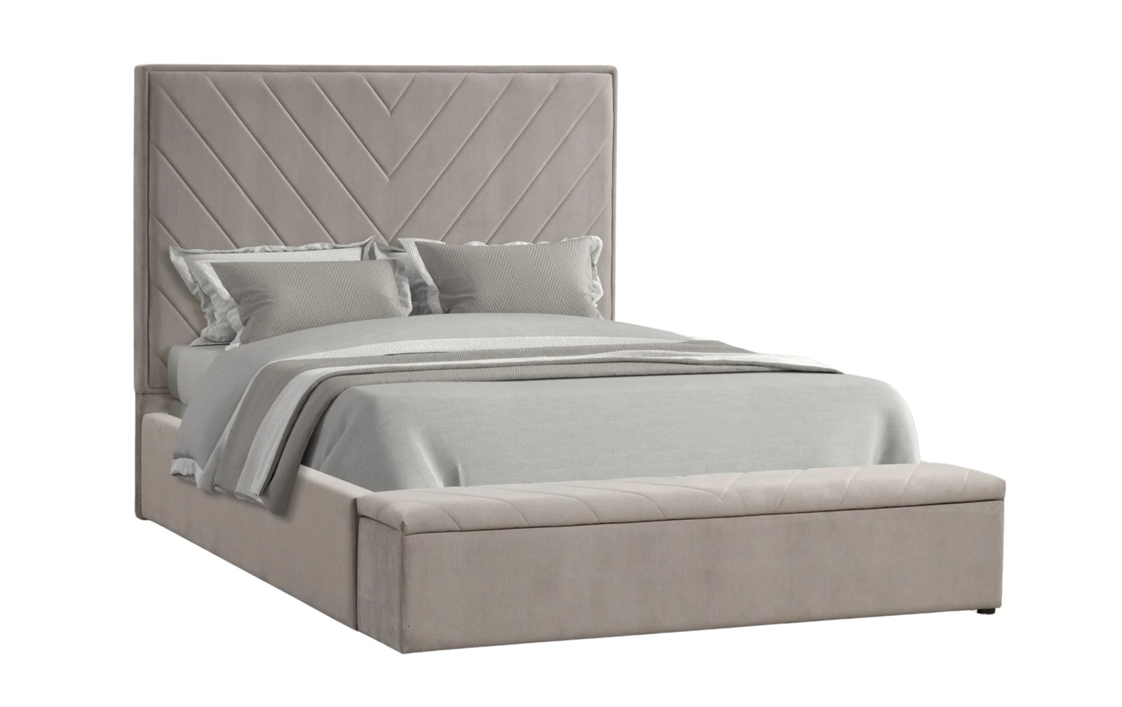 Mio Gray Velvet Storage Queen Platform Bed