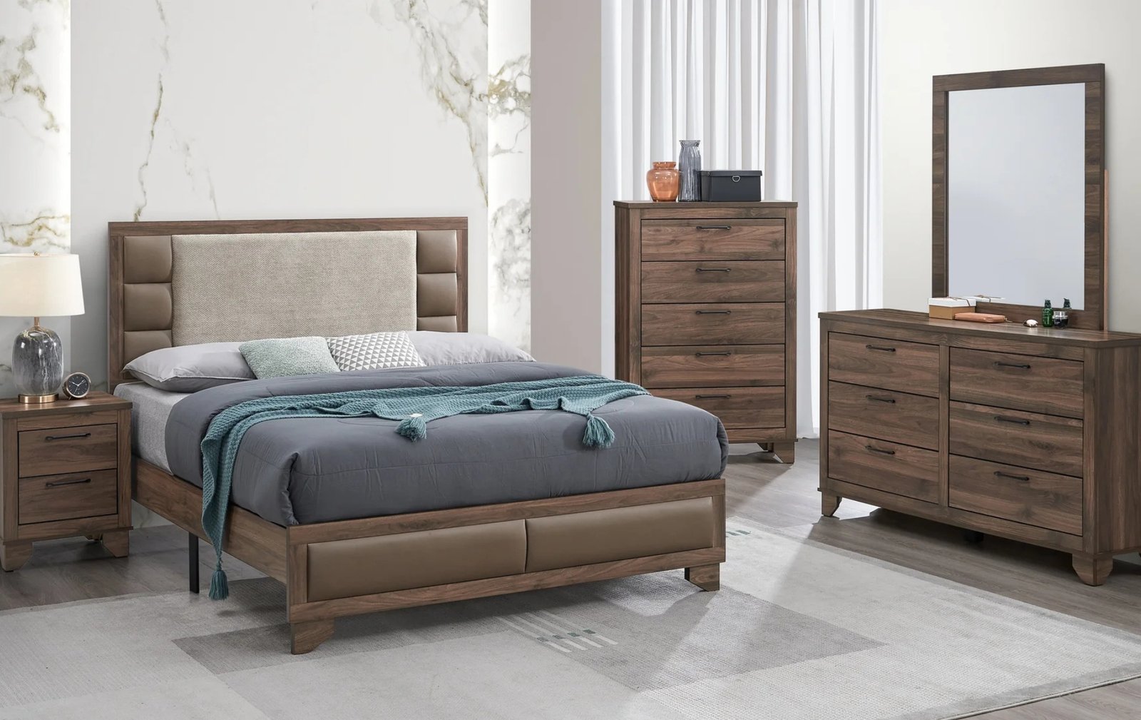 Mily Modern Rustic Queen Bedroom Set