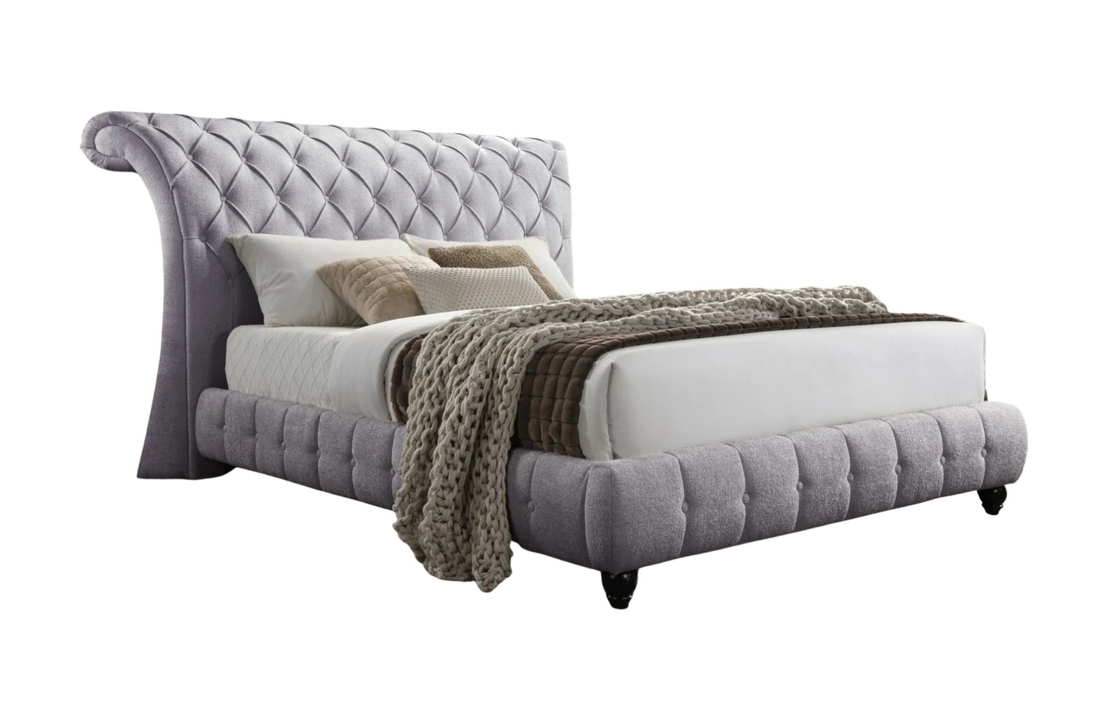 Everly Gray Tufted Wingback King Platform Bed