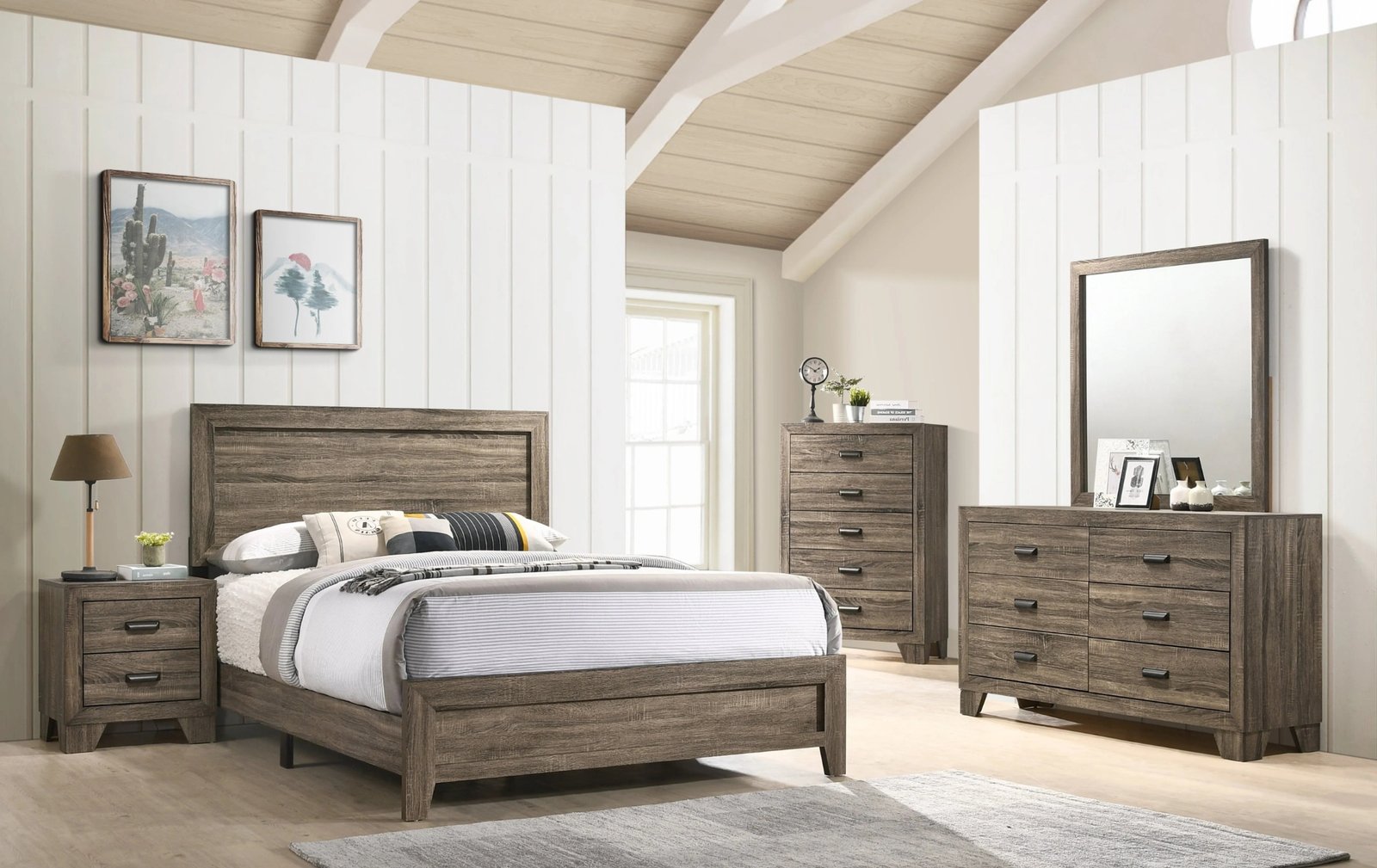 Millie Brown Wood Panel Queen Bedroom Set