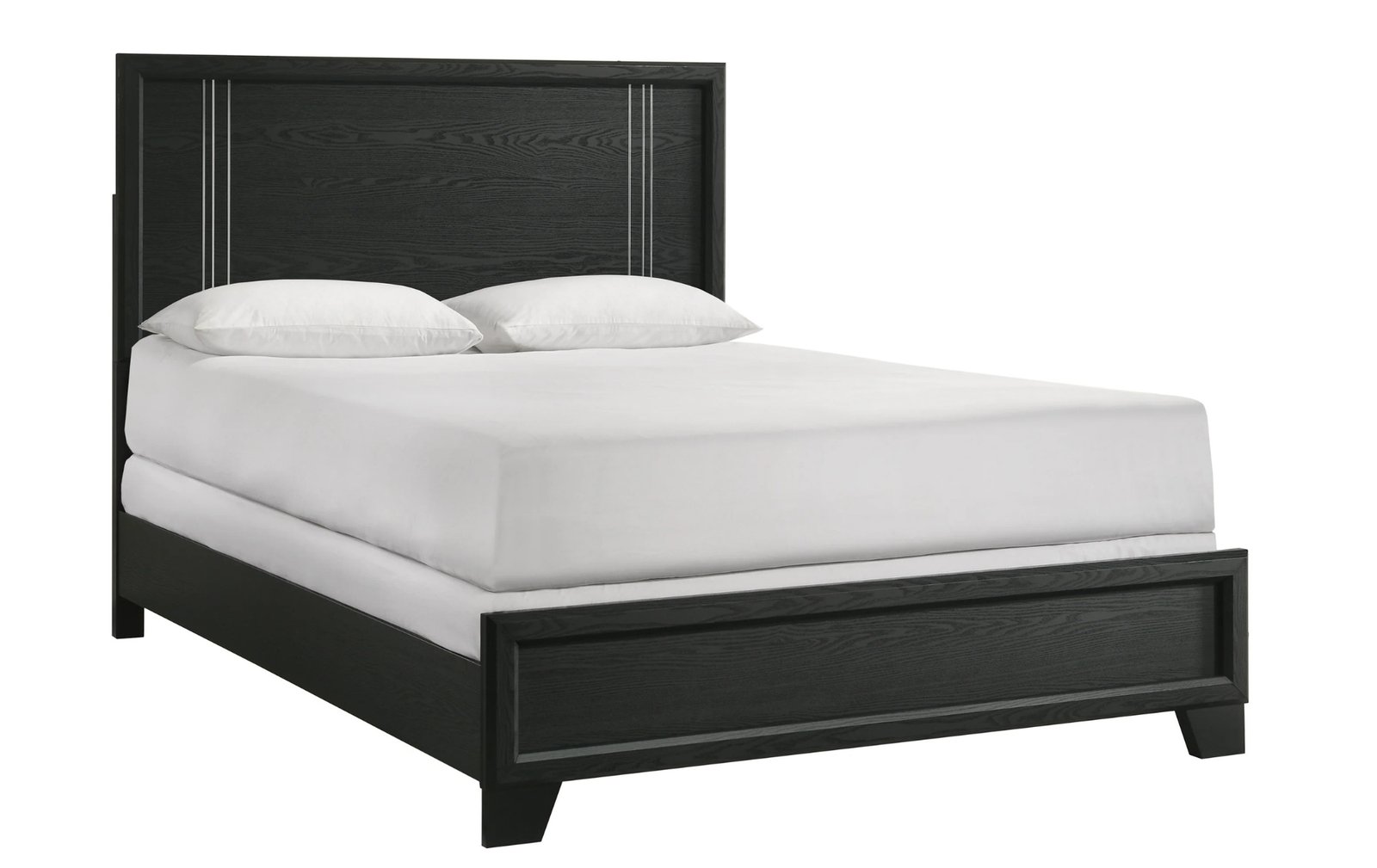 Charlie King Black Wood Panel Bed