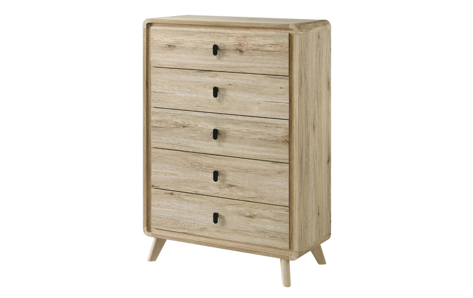 Dawson Natural Wood Mid-Century 5-Drawer Chest